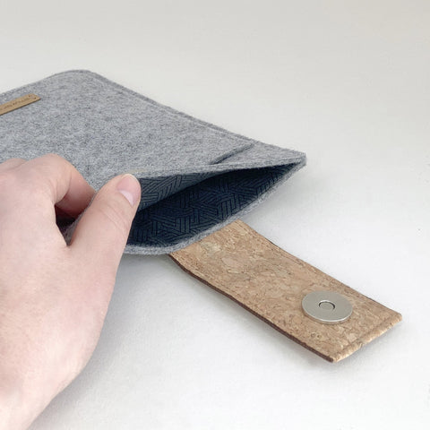 Deksel for Kobo Libra 2 | med magnetlås og ekstra rom | lys grå - Tracks | Modell "HAKA"