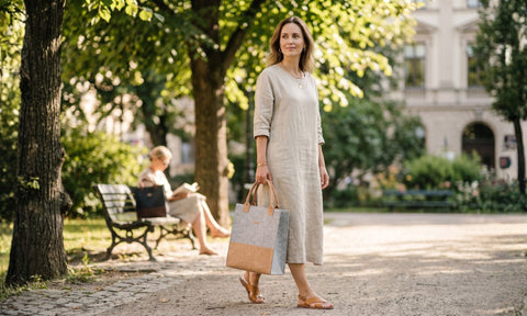 Handlekurver i filt og kork