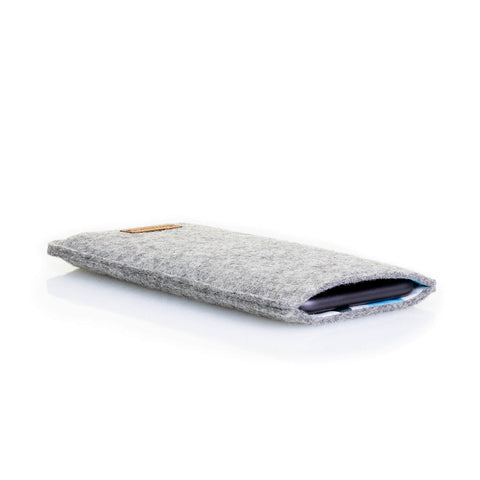 Mobildeksel for Fairphone 6 | laget av filt og økologisk bomull | lys grå - shapes | Modell "LET"