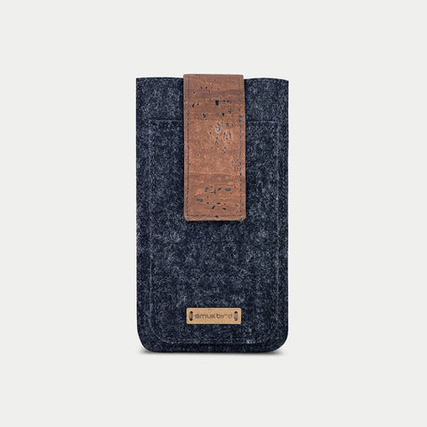 Elegante Gürteltasche aus Filz für Samsung Galaxy A37 mit magnetischem Verschluss in Anthrazit.