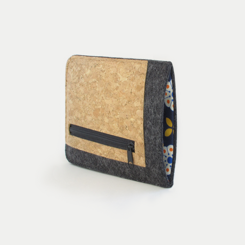 Mobilveske med kortlomme for Xiaomi Poco F4 | antrasitt - blomst | Modell "ZIP"