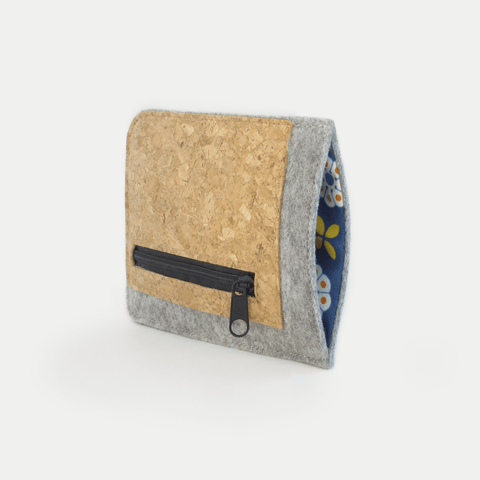 Mobilveske med kortlomme for Xiaomi 13T | lys grå - blomst | Modell "ZIP"