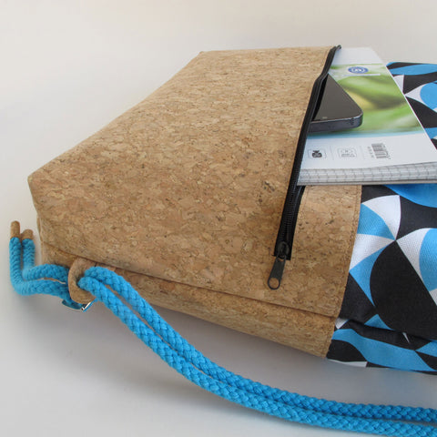 Gymbag, ryggsekk | laget av bomull og kork | Former