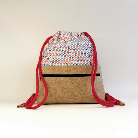 Turnsekk for barn, liten ryggsekk | laget av bomull og kork | Fargerik