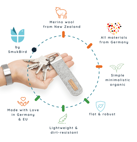 Filt nøkkelring | lys grå