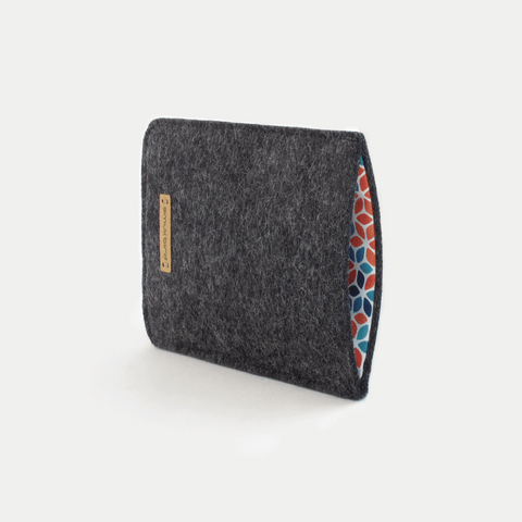 Handytasche für Samsung Galaxy A16 | aus Filz und Bio-Baumwolle | anthrazit - colorful | Modell "LET"