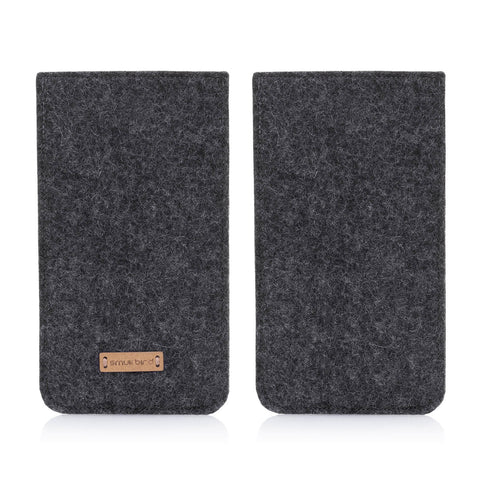 Handytasche für Samsung Galaxy A16 | aus Filz und Bio-Baumwolle | anthrazit - colorful | Modell "LET"