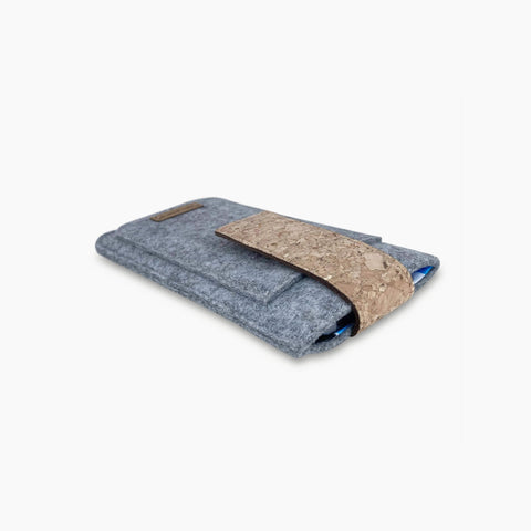 Handytasche für iPhone 12 | mit Magnetverschluss und extra Fach | hellgrau - Shapes | Modell HAKA