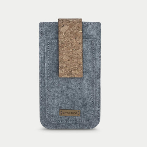 Handytasche für iPhone 12 | mit Magnetverschluss und extra Fach | hellgrau - Shapes | Modell HAKA