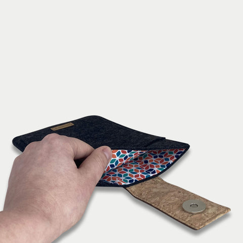 Skreddersydd eReader-etui | med magnetlås og ekstra rom | antrasitt - Fargerik | Modell "HAKA"