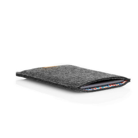 Hylse for PocketBook Verse Pro Color | laget av filt og økologisk bomull | antrasitt - fargerik | Modell "LET"