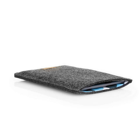Hylse for Kindle Paperwhite Kids 12. Gen  | laget av filt og økologisk bomull | antrasitt - former | Modell "LET"