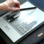 Deksel for iPad Pro 12,9" - 5. gen | laget av filt og økologisk bomull | lys grå - striper | Modell "LET"