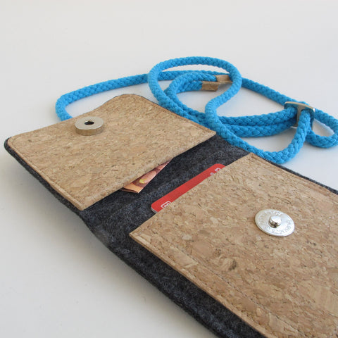 Skulderveske til Fairphone 4 | laget av filt og økologisk bomull | antrasitt - former | Modell KEDJA