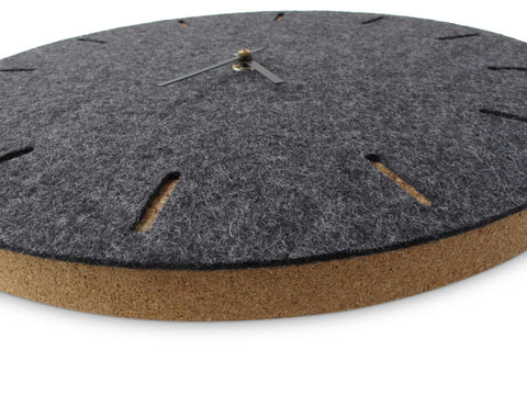 Veggklokke i filt og kork 30 cm | antrasitt - svart | Design: København
