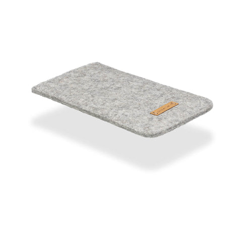 Mobilveske for Samsung Galaxy S23 Plus | laget av filt og økologisk bomull | lys grå - blomst | Modell "LET"