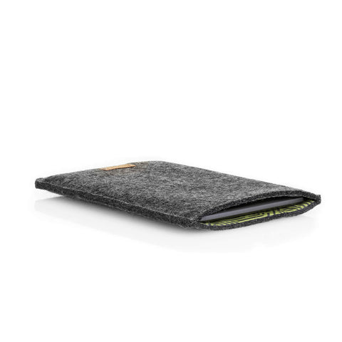 Skreddersydd eReader-etui | laget av filt og økologisk bomull | antrasitt - striper | Modell "LET"