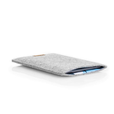 Skreddersydd eReader-etui | laget av filt og økologisk bomull | lys grå - former | Modell "LET"