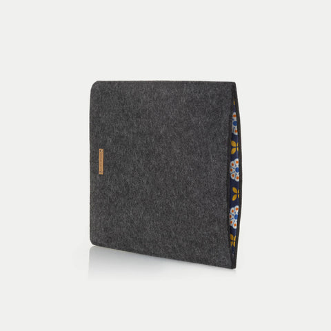 Deksel for iPad Pro 12,9" - 5. gen | laget av filt og økologisk bomull | antrasitt - blomst | Modell "LET"