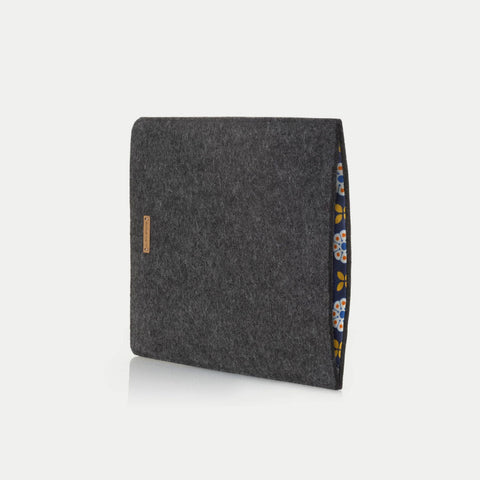 Deksel til Galaxy Tab S9 FE | laget av filt og økologisk bomull | antrasitt - blomst | Modell "LET"
