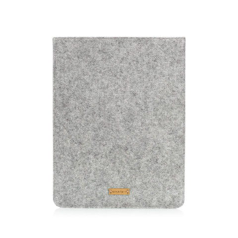 Deksel for iPad Pro 12,9" - 6. gen | laget av filt og økologisk bomull | lys grå - blomst | Modell "LET"