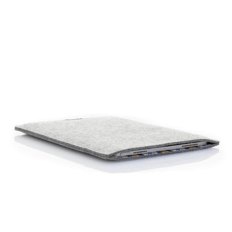 Deksel for Galaxy Tab Active 4 Pro | laget av filt og økologisk bomull | lys grå - blomst | Modell "LET"