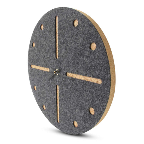 Veggklokke i filt og kork 30 cm | antrasitt - svart | Design: Odense