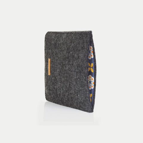 Deksel for Kindle Paperwhite 6,8 tommer | laget av filt og økologisk bomull | antrasitt - blomst | Modell "LET"