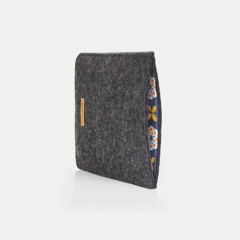 Deksel for PocketBook Verse Pro | laget av filt og økologisk bomull | antrasitt - blomst | Modell "LET"