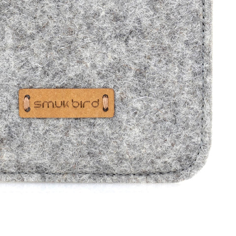 Deksel for Onyx Boox Tab Mini C | laget av filt og økologisk bomull | lys grå - blomst | Modell "LET"
