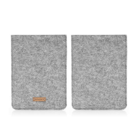 Deksel for Onyx Boox Tab Mini C | laget av filt og økologisk bomull | lys grå - blomst | Modell "LET"